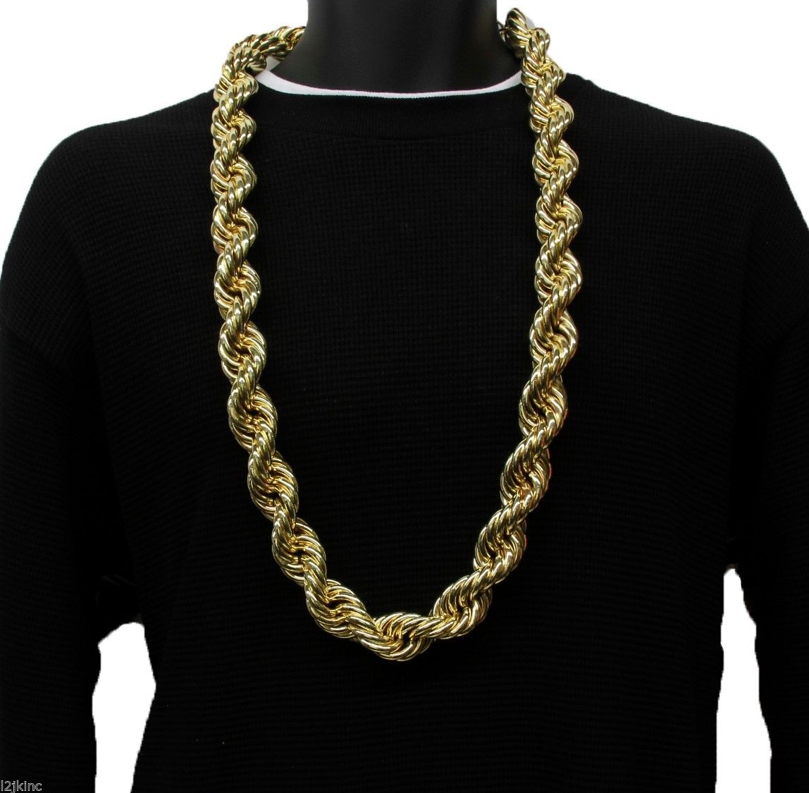 24k Real Gold Plated Rope Chain Necklace 36" Inches 14mm-25mm