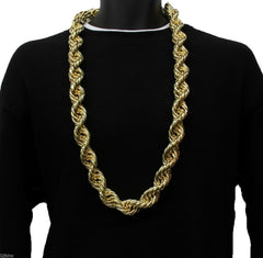 24k Real Gold Plated Rope Chain Necklace 36" Inches 14mm-25mm