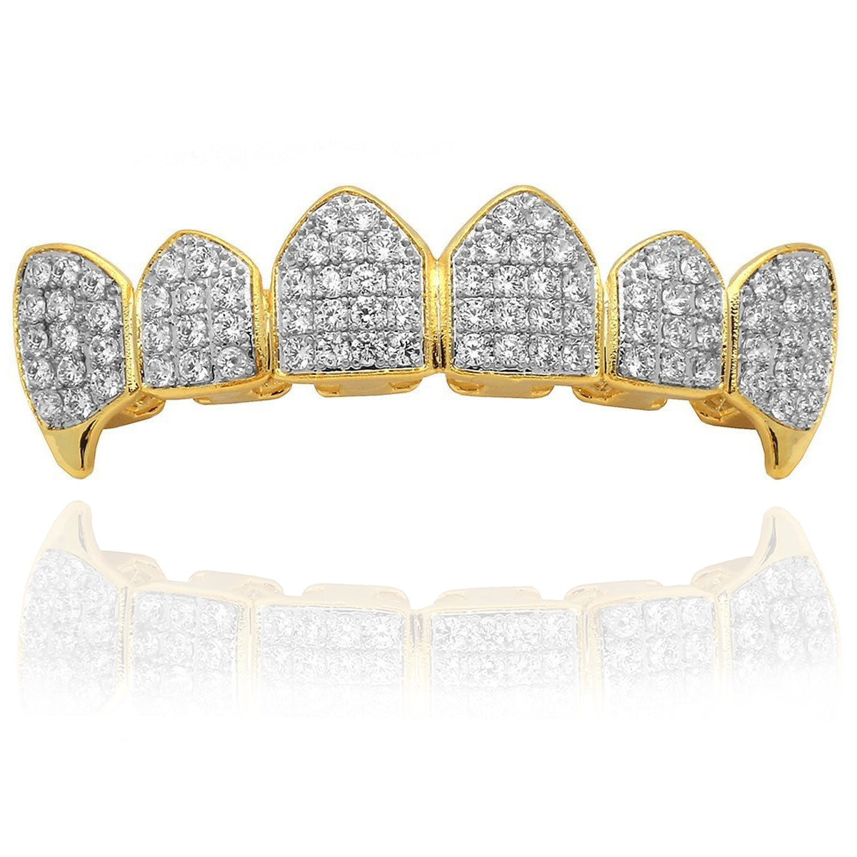 GRILLZ SET 2 TONE FANG FULLY ICED OUT