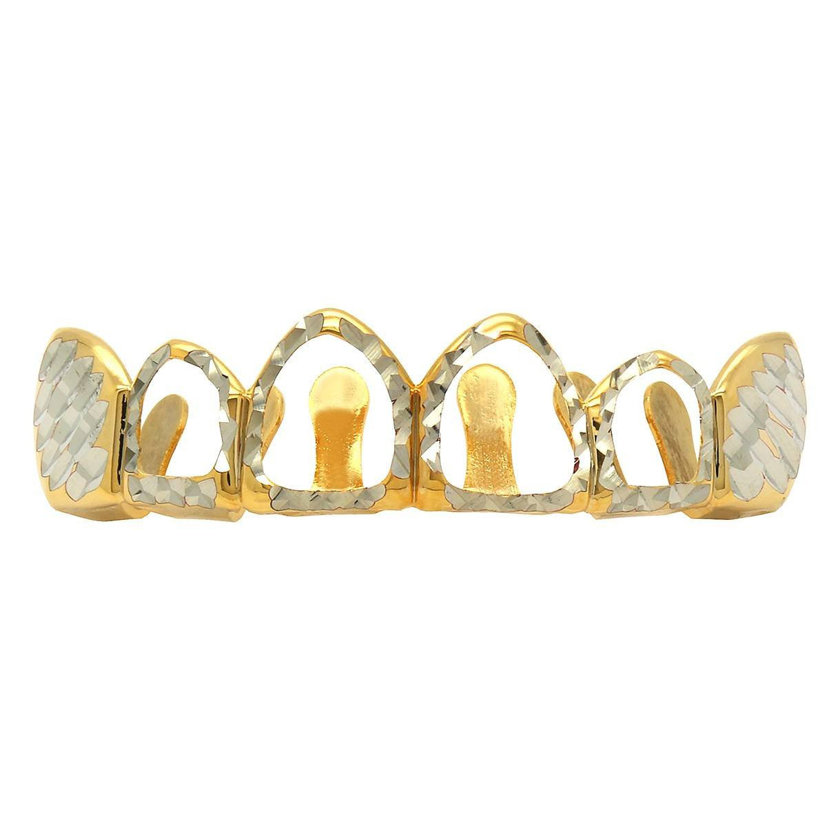 2-TONE TOP GRILLZ 4 OPEN DIAMOND CUT