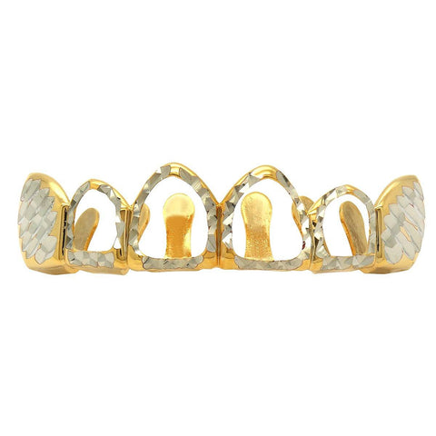 2-TONE TOP GRILLZ 4 OPEN DIAMOND CUT