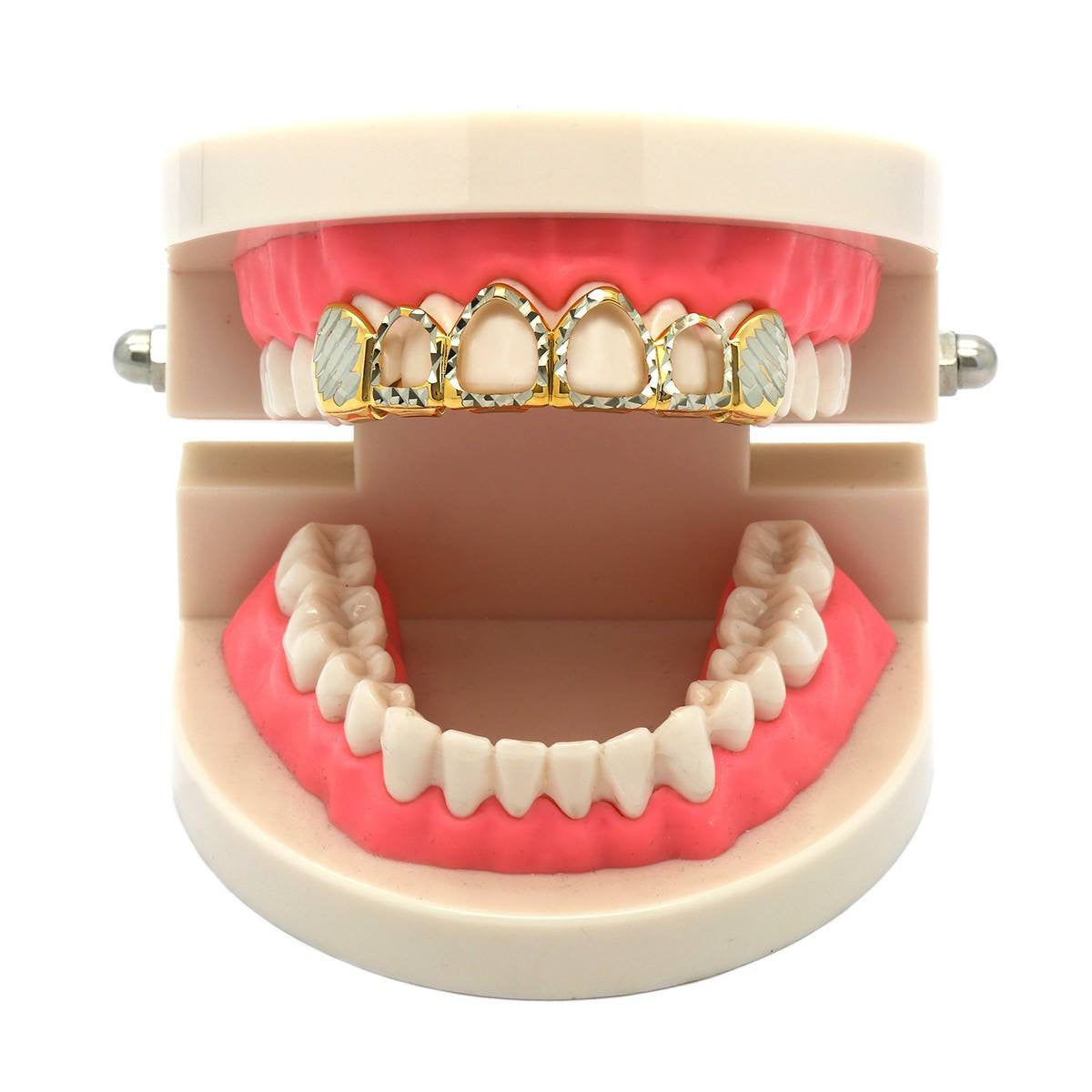 2-TONE TOP GRILLZ 4 OPEN DIAMOND CUT