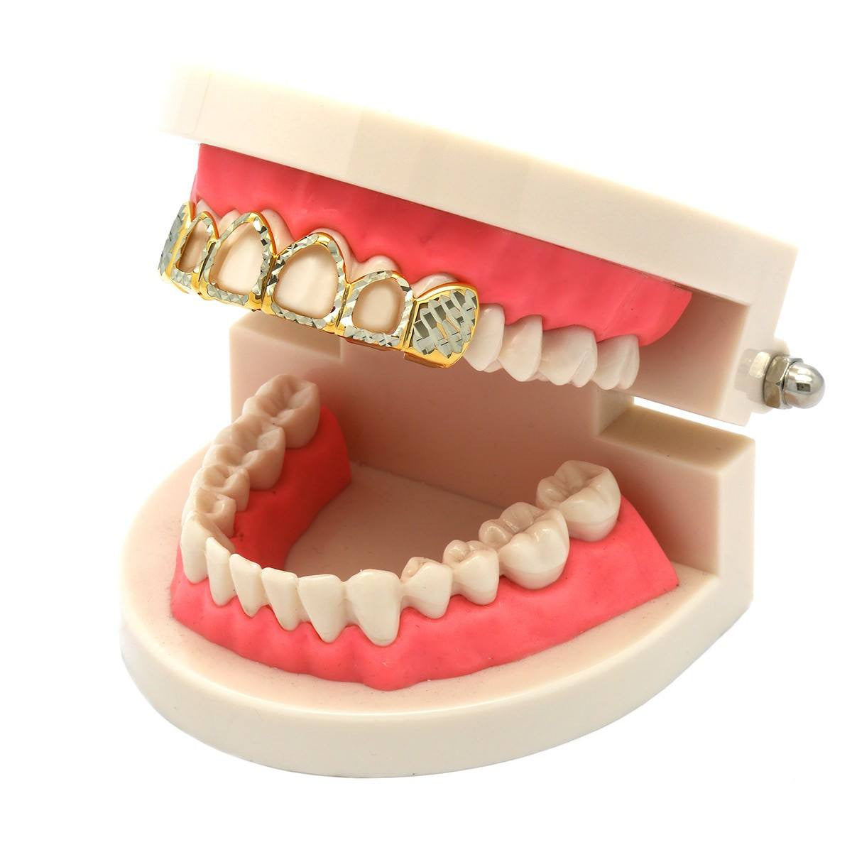 2-TONE TOP GRILLZ 4 OPEN DIAMOND CUT