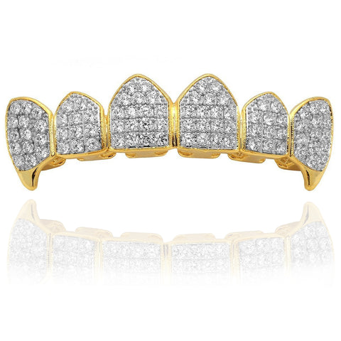 GRILLZ SET 2 TONE FANG FULLY ICED OUT