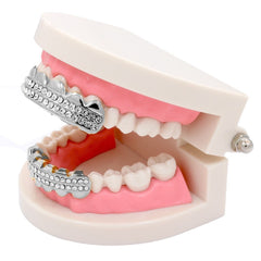GRILLZ SET RHODIUM 2 ROW CLEAR
