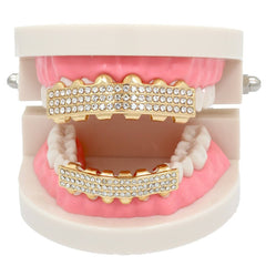 GRILLZ SET GOLD 3 ROW CLEAR