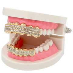 GRILLZ SET GOLD 3 ROW CLEAR