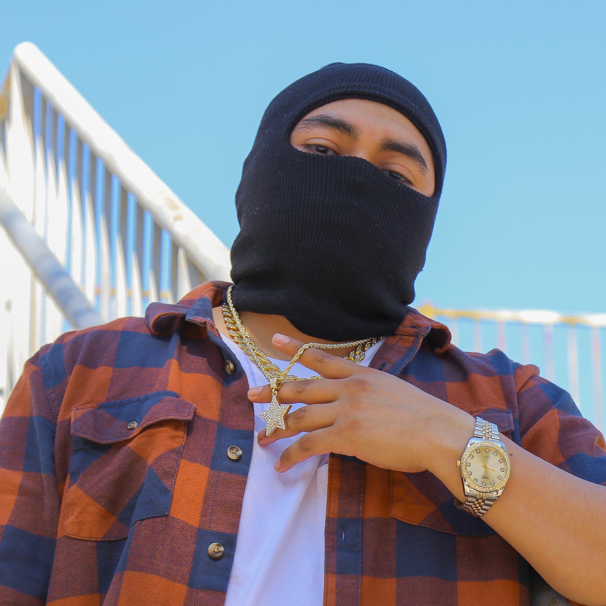 3 Layer Star Pendant Rope Chain Men's Hip Hop 18k Cz Jewelry Necklace Choker