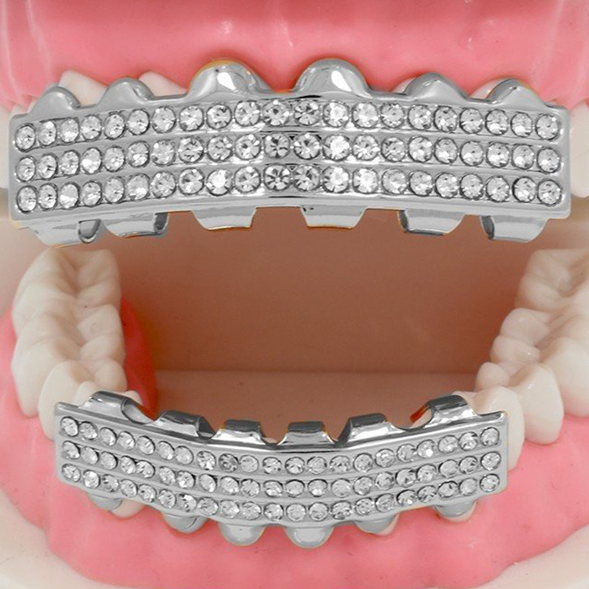 GRILLZ SET 3ROW SILVER BLINGKINGSTAR