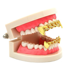 GRILLZ SET GOLD CUBAN FANG CZ