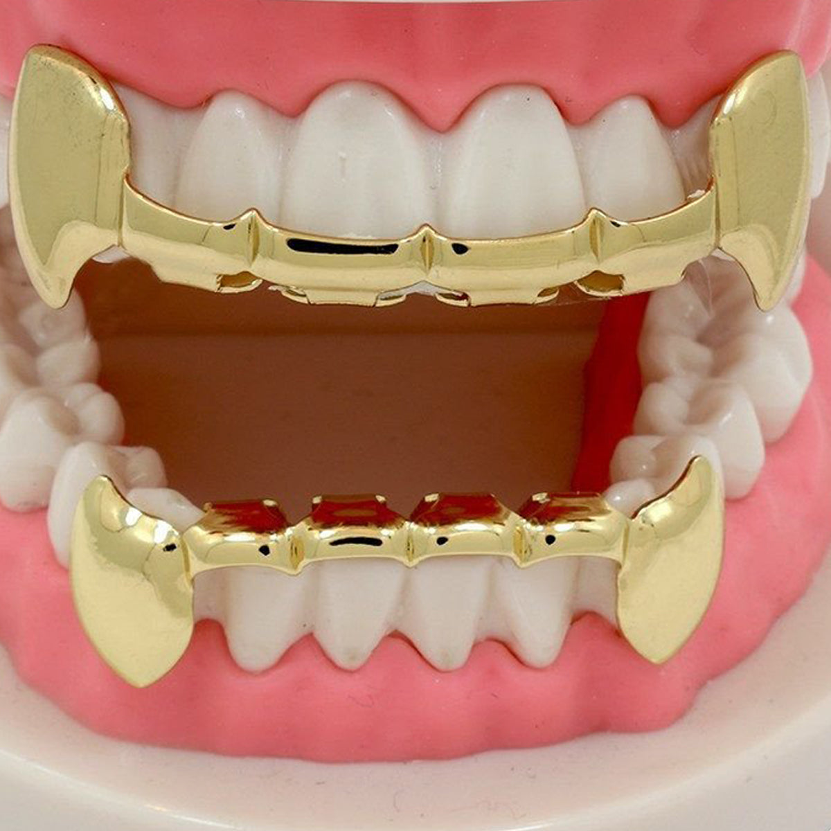 GRILLZ SET GOLD HALF FANG BLINGKING