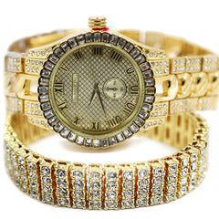 Copy of TK Gold Ice Out Techno KING Watch & Bracelet SET
