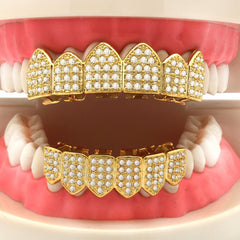 GRILLZ SET GOLD FULL STONE