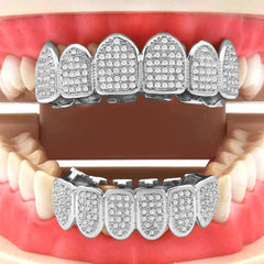 GRILLZ SET MICRO PAVE FULL CZ SILVER
