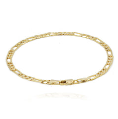 4MM/8"INCHES WIDE 14K GOLD FINISH FIGARO LINK BRACELET