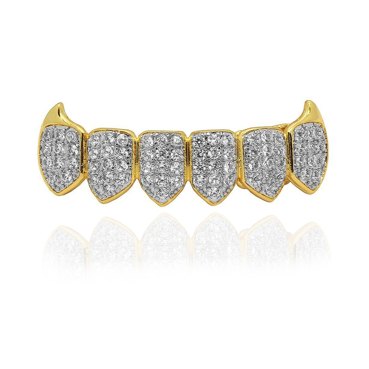 GRILLZ SET 2 TONE FANG FULLY ICED OUT