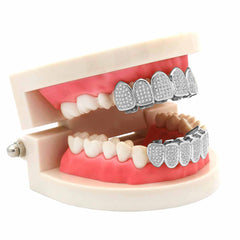 GRILLZ SET MICRO PAVE FULL CZ SILVER