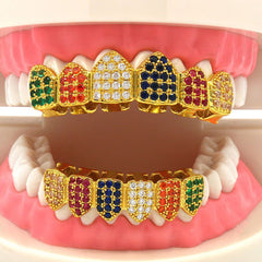 GRILLZ SET GOLD MULTI COLOR