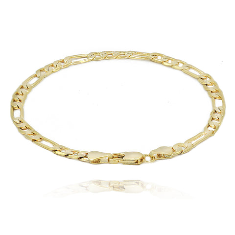 5MM/8"INCHES WIDE 14K GOLD FINISH FIGARO LINK BRACELET