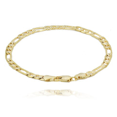 5MM/8"INCHES WIDE 14K GOLD FINISH FIGARO LINK BRACELET