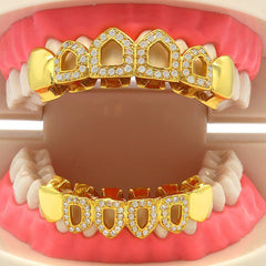 GRILLZ SET GOLD CZ HOLLOW