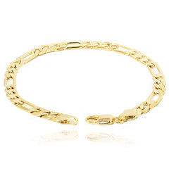 6MM/8"INCHES WIDE 14K GOLD FINISH FIGARO LINK BRACELET