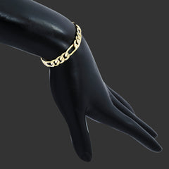 6MM/8"INCHES WIDE 14K GOLD FINISH FIGARO LINK BRACELET