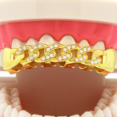 GOLD TOP GRILLZ CUBAN CZ
