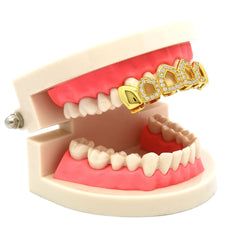 GOLD TOP GRILLZ PLAIN END 4 OPEN CZ