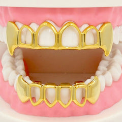 GRILLZ SET GOLD FANG PLAIN FANG 4 OPENING