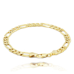 7MM/8"INCHES WIDE 14K GOLD FINISH  FIGARO LINK BRACELET