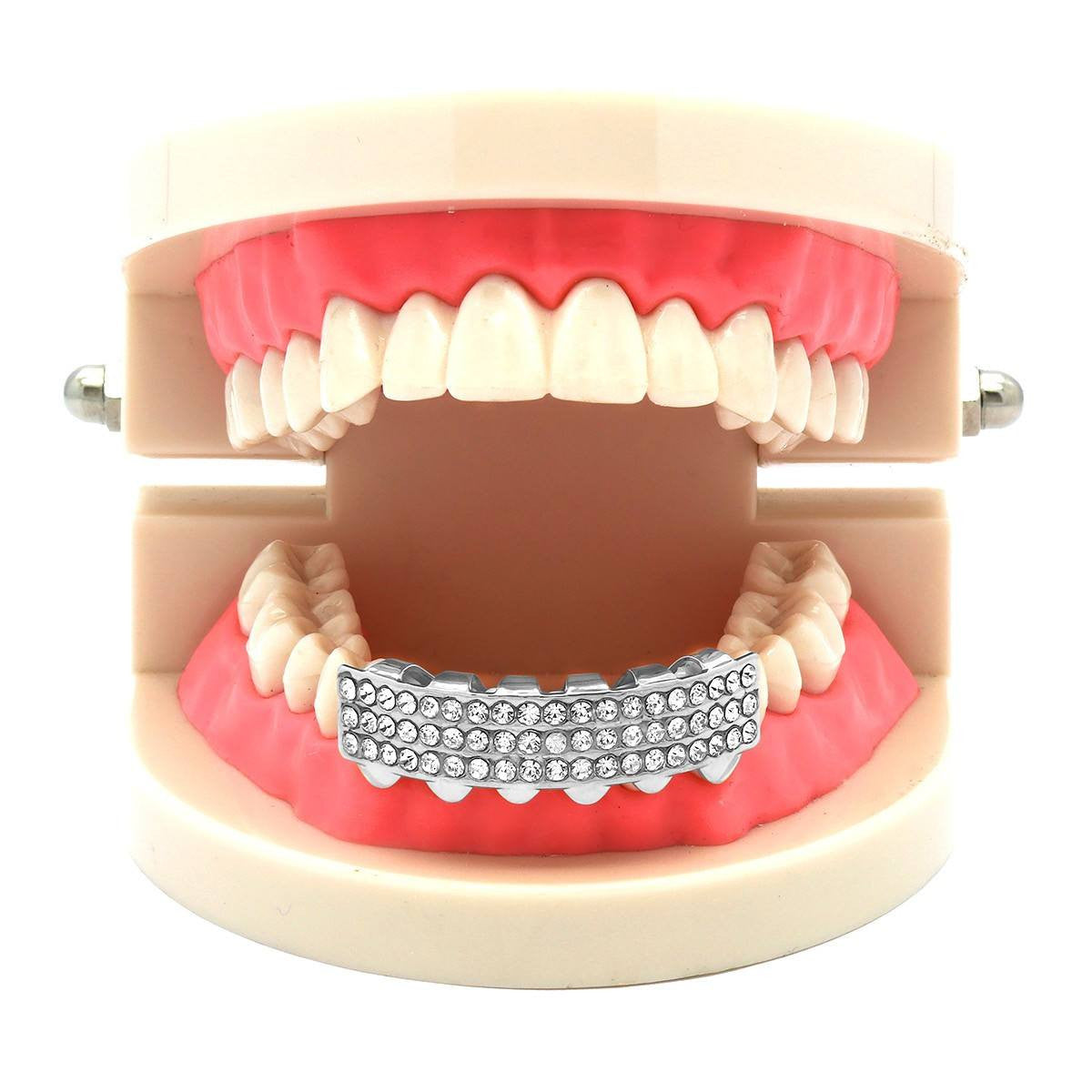 SILVER BOTTOM GRILLZ 3 ROW
