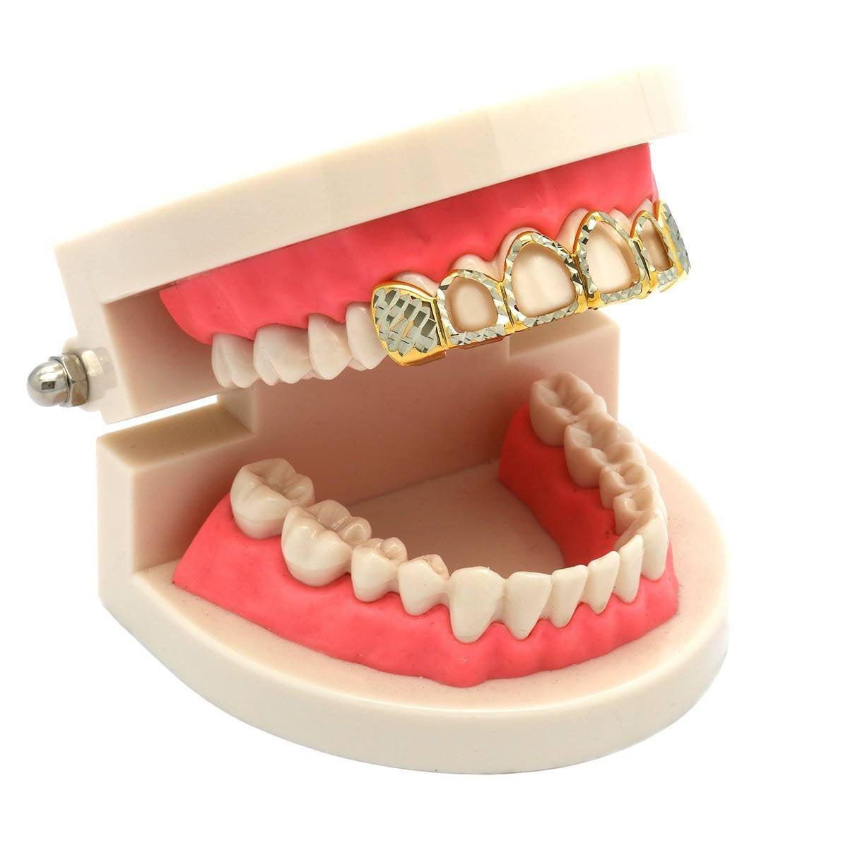 2-TONE TOP GRILLZ 4 OPEN DIAMOND CUT