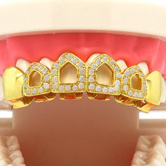 GOLD TOP GRILLZ PLAIN END 4 OPEN CZ