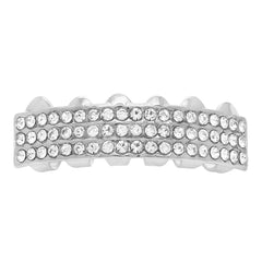 GRILLZ SET RHODIUM 3 ROW CLEAR
