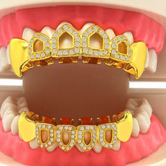 GRILLZ SET GOLD FANG CZ OPENING