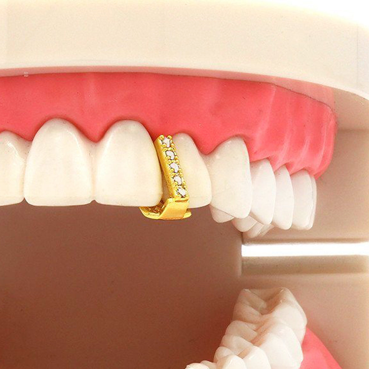 GOLD GRILLZ SINGLE TOOTH CZ GAP