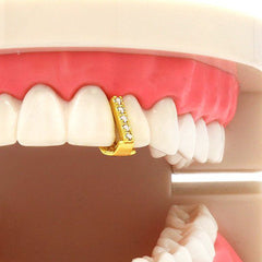 GOLD GRILLZ SINGLE TOOTH CZ GAP