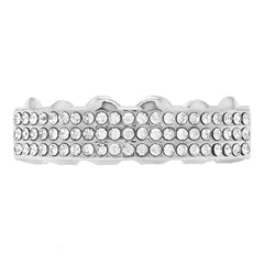 GRILLZ SET RHODIUM 3 ROW CLEAR