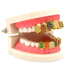 GRILLZ SET GOLD MULTI COLOR