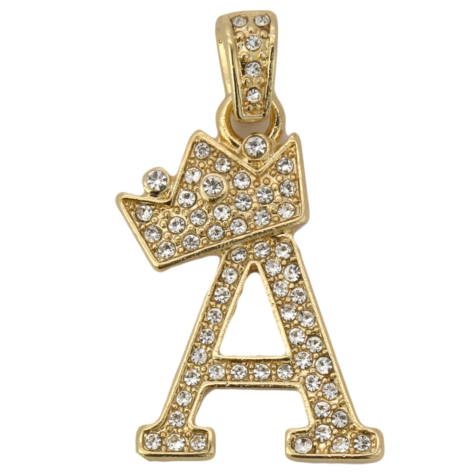 CUBAN CHAIN ALPHABET PENDANT CROWN MINI A-Z