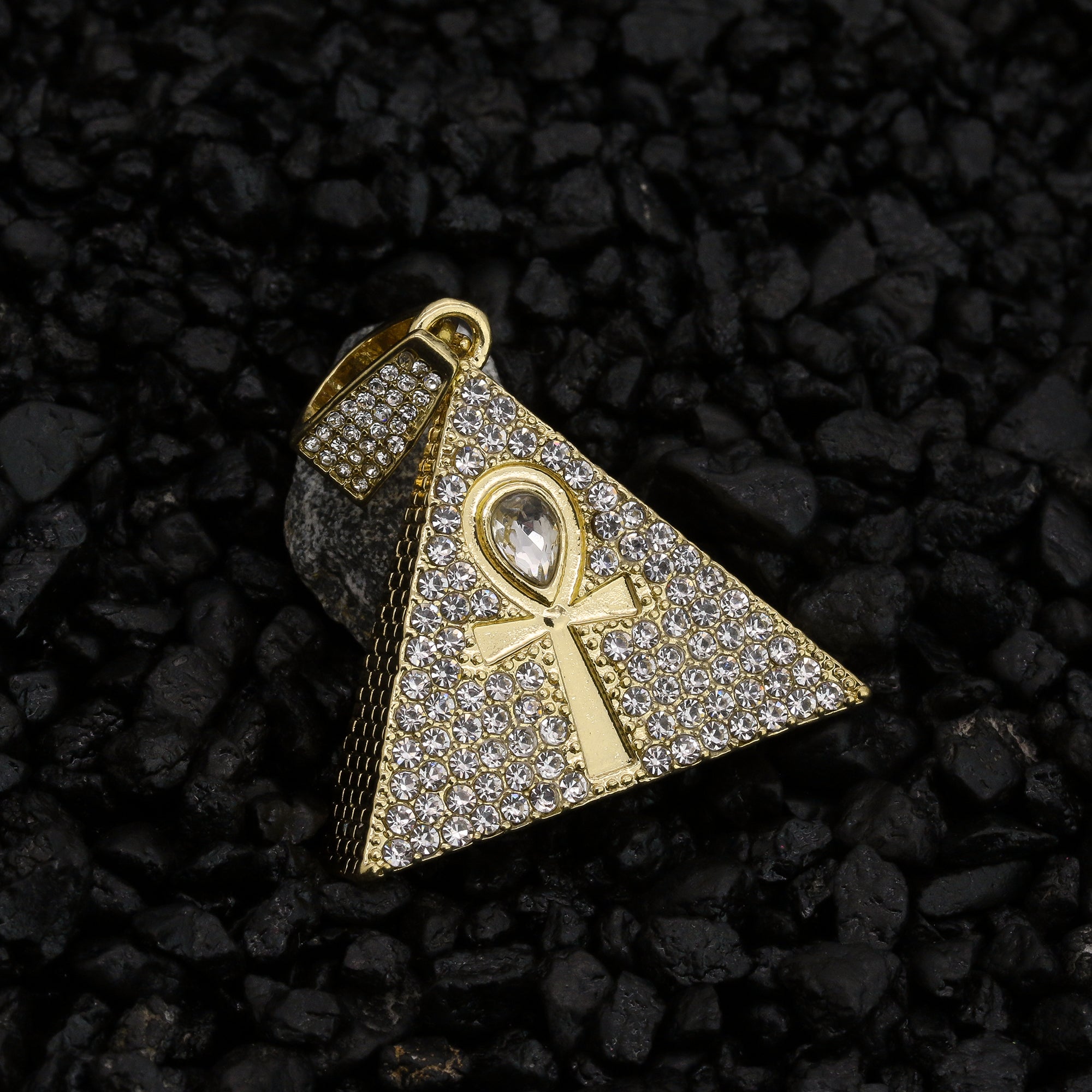 Ankh Pyramid Pendant 24" Rope Chain Hip Hop 18k Jewelry Necklace