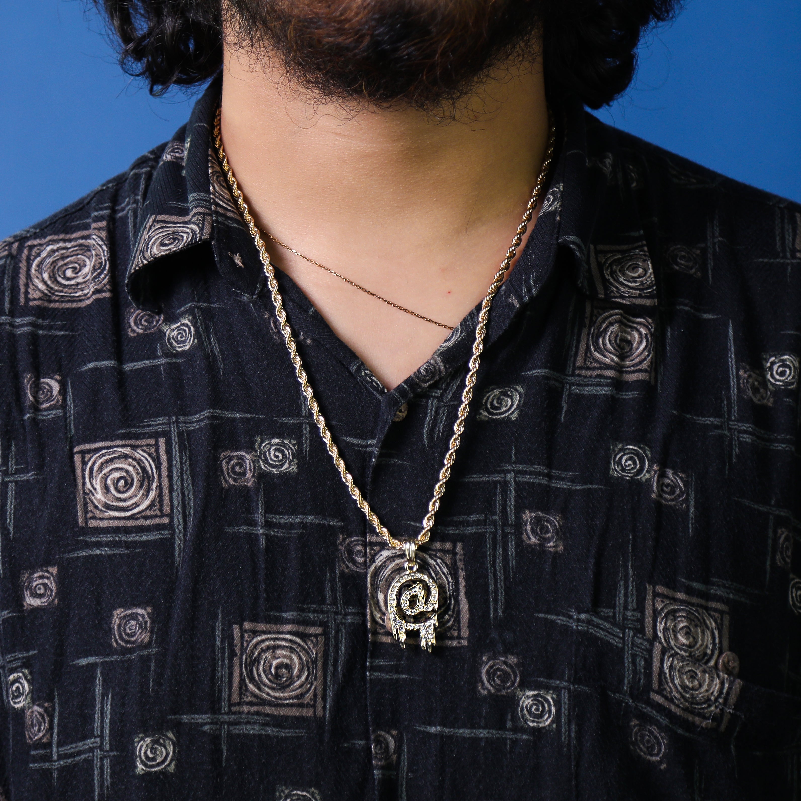 @ Symbol Pendant 24" Rope Chain Hip Hop Style 18k Gold Plated