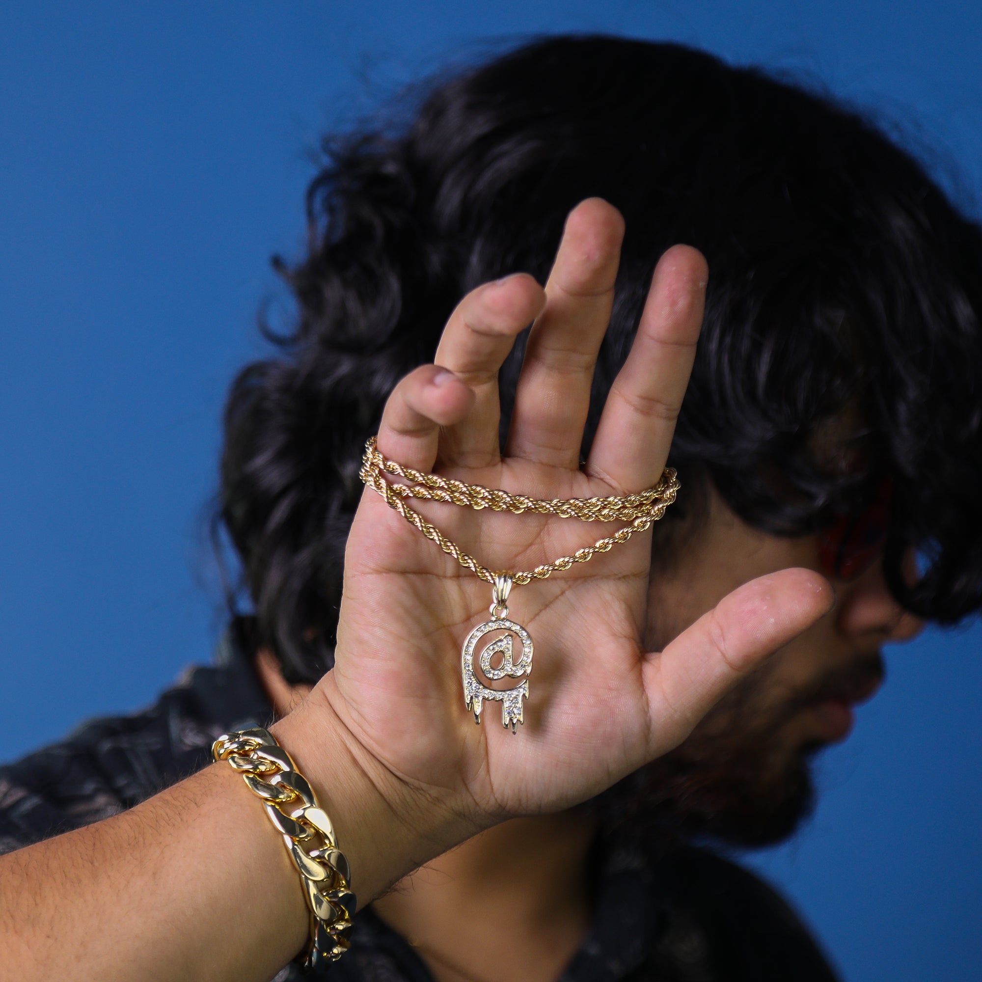 @ Symbol Pendant 24" Rope Chain Hip Hop Style 18k Gold Plated