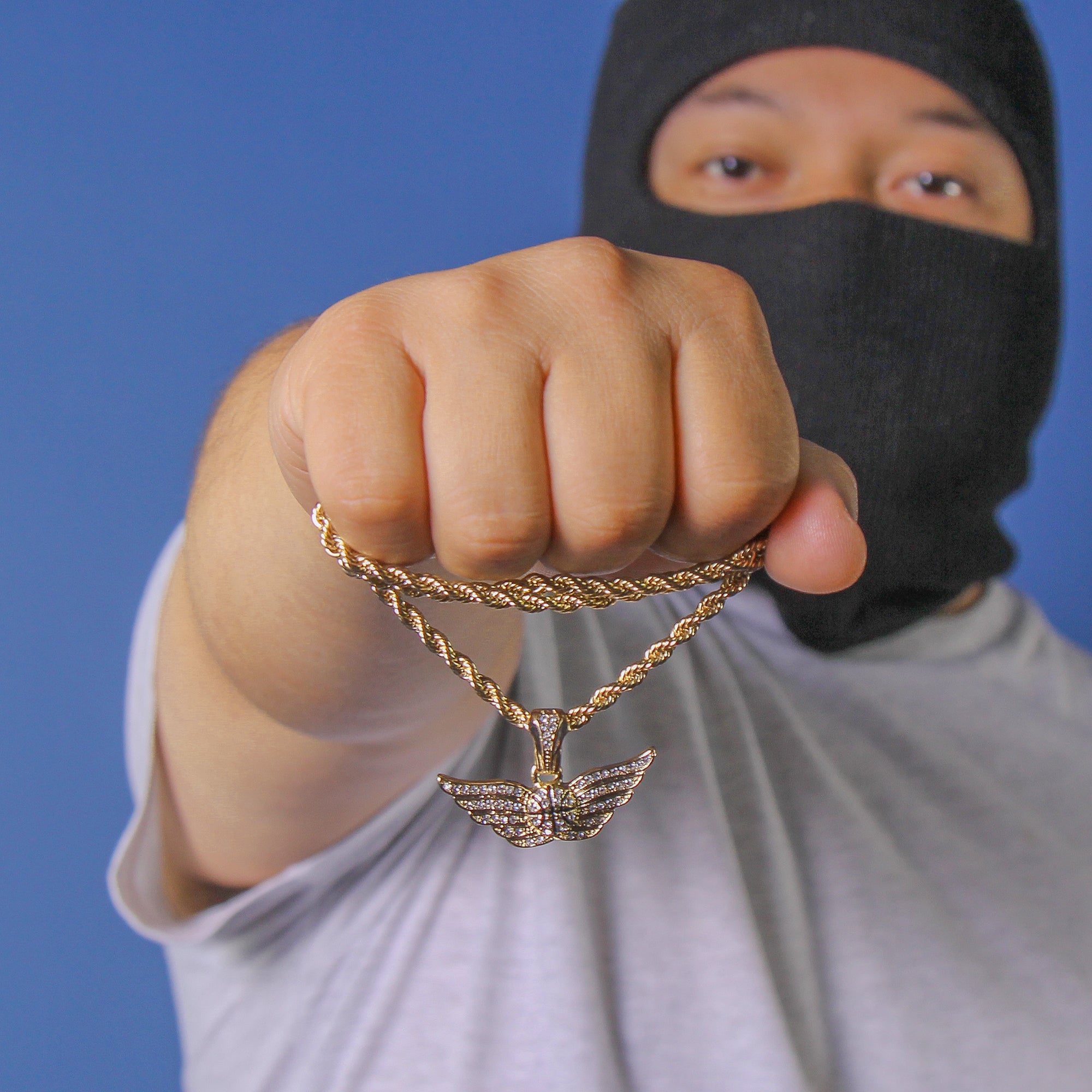 Winged Basketball Pendant Rope Chain Men's Hip Hop 18k Cz Jewelry Necklace Choker