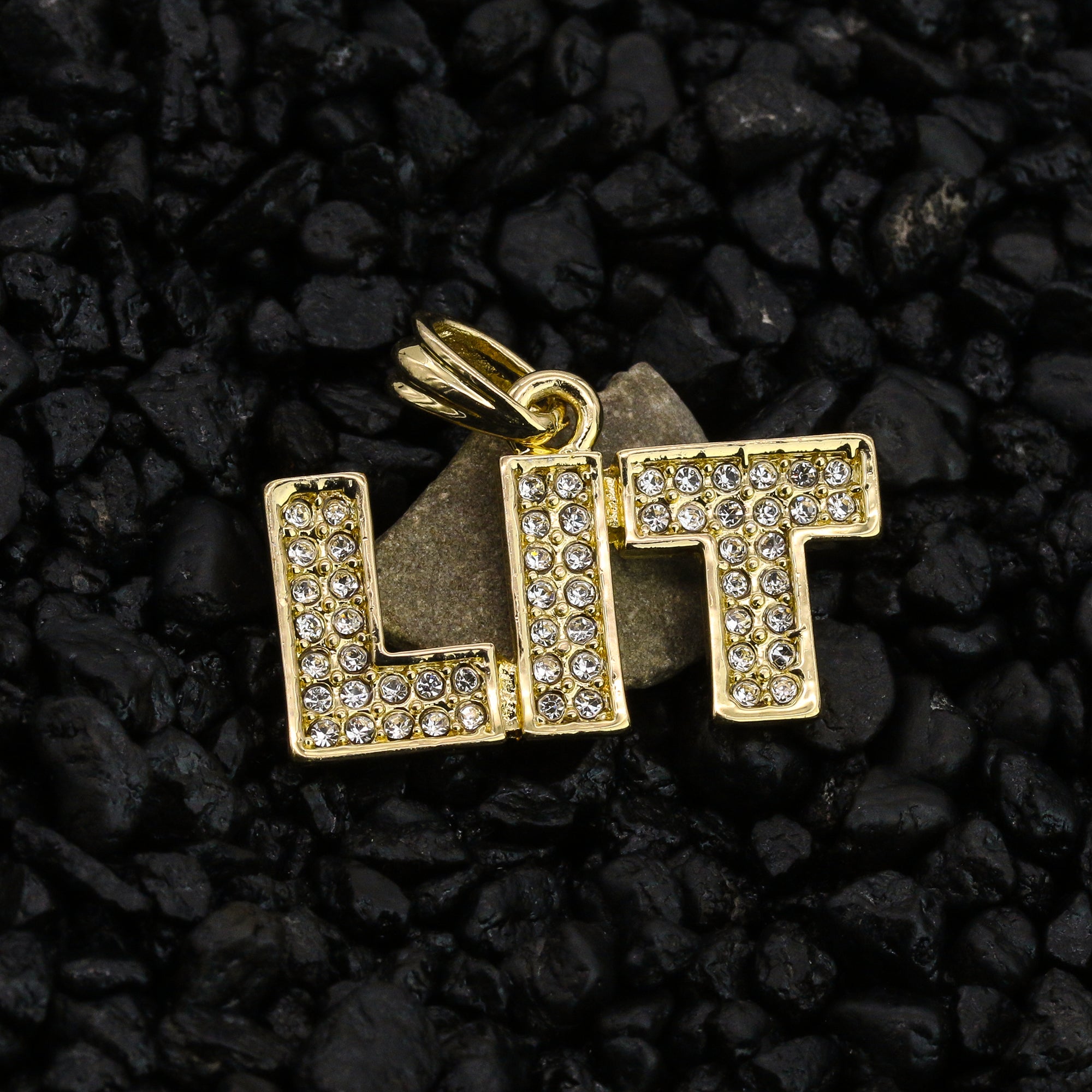 LIT Pendant 18K 24" Rope Chain Hip Hop Jewelry