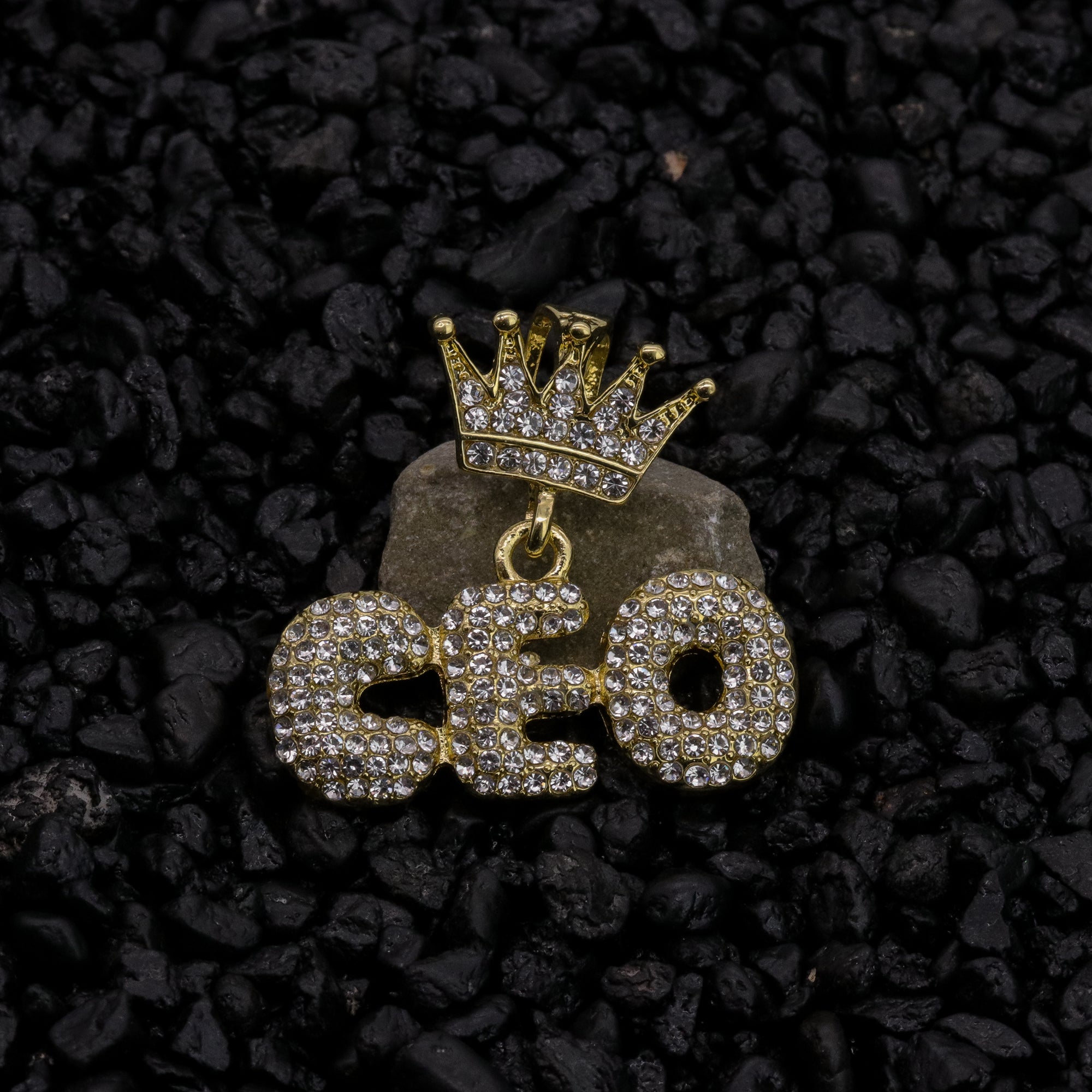 Crown Hook Ceo Pendant 24" Rope Chain Hip Hop Style 18k Gold Plated