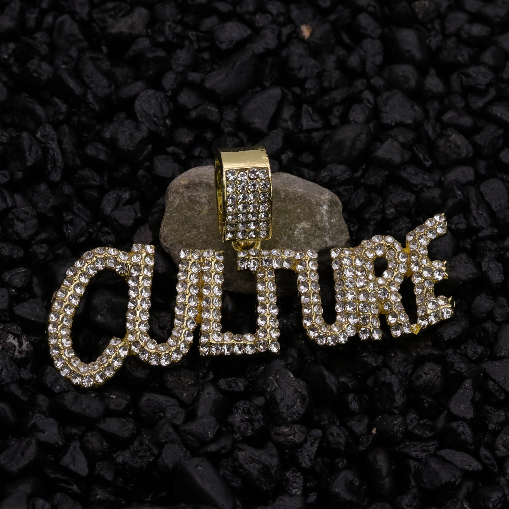 Culture Word Pendant 24" Rope Chain Hip Hop Style 18k Gold Plated