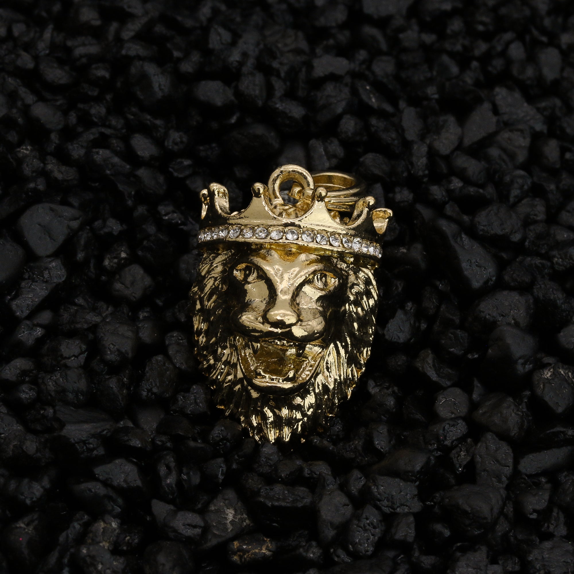 Cz Crowned Lion Face Pendant 24" Rope Chain Hip Hop 18k Jewelry