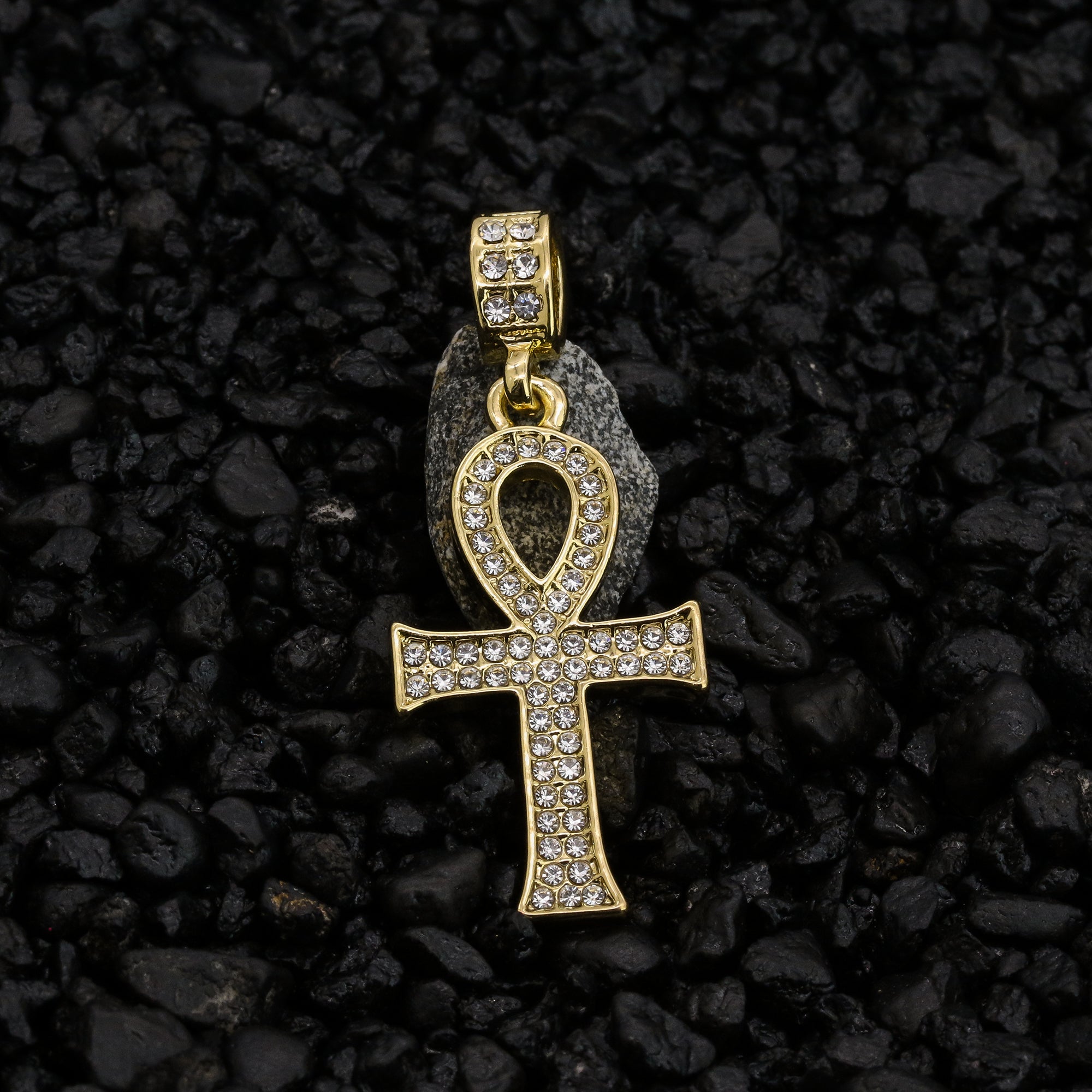 Skinny Cz Ankh Pendant 24" Rope Chain Hip Hop 18k Jewelry